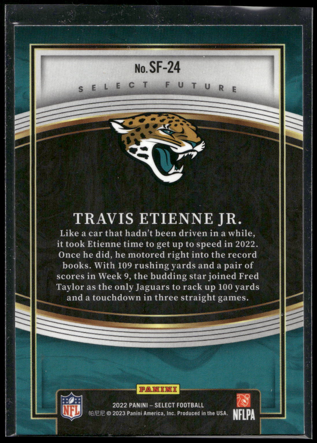 2022 Panini Select #SF-24 Travis Etienne Jr. Select Future