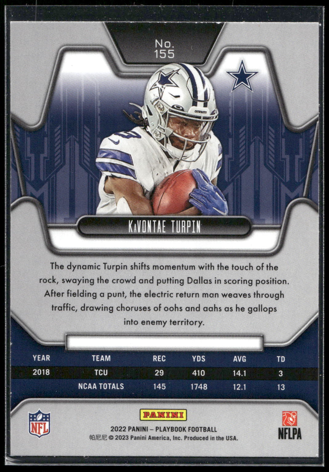 2022 Panini Playbook #155 KaVontae Turpin