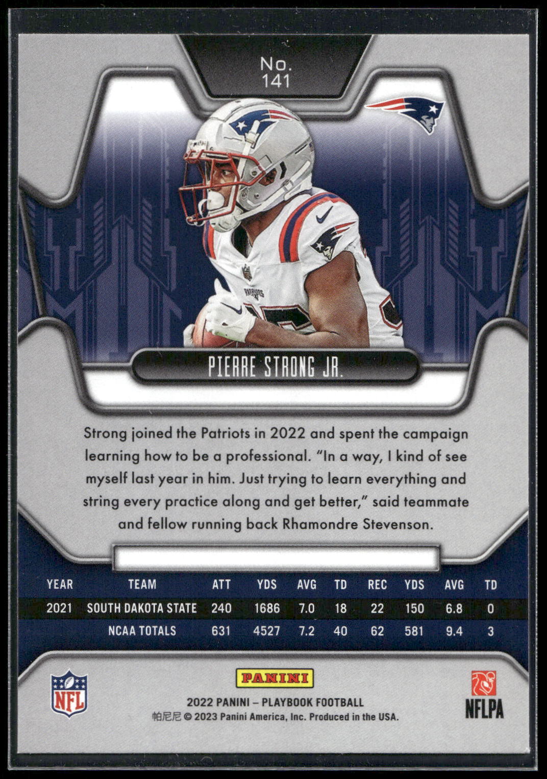 2022 Panini Playbook #141 Pierre Strong Jr.