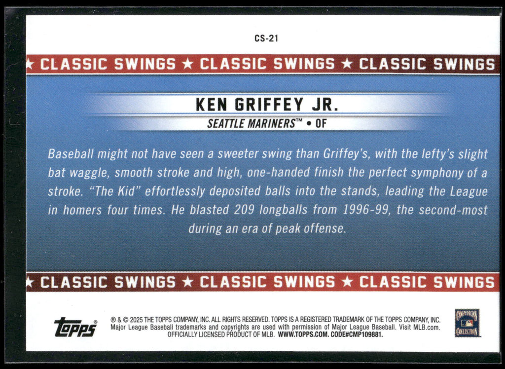 2025 Topps All-Star Game #CS-21 Ken Griffey Jr. Classic Swings