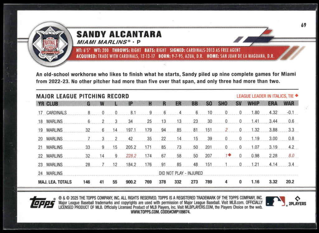 2025 Topps All-Star Game #69 Sandy Alcantara