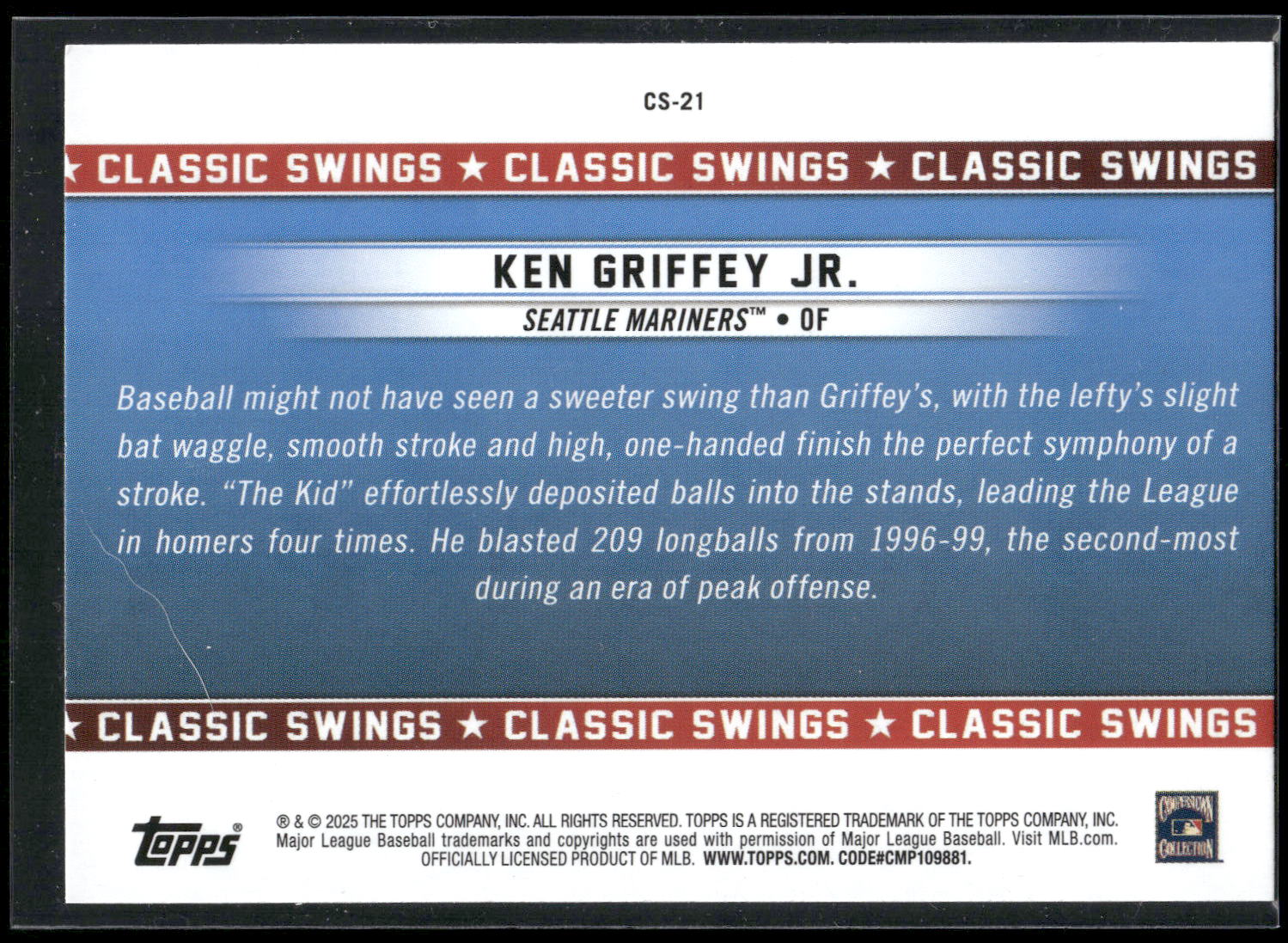 2025 Topps All-Star Game #CS-21 Ken Griffey Jr. Classic Swings