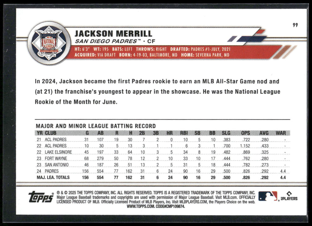 2025 Topps All-Star Game #99 Jackson Merrill