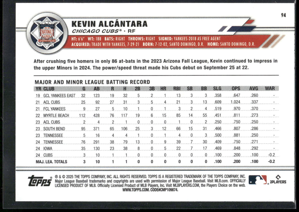 2025 Topps All-Star Game #94 Kevin Alcántara