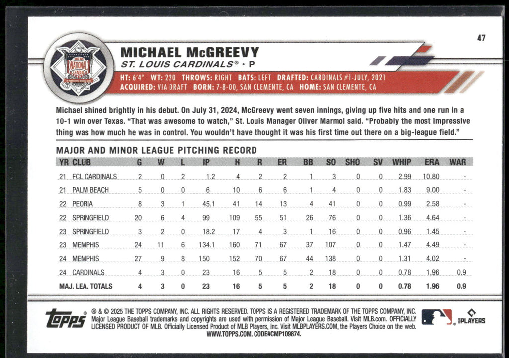 2025 Topps All-Star Game #47 Michael McGreevy