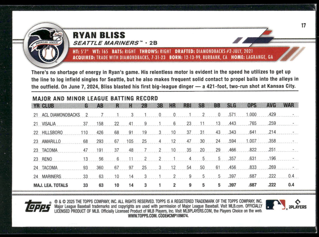 2025 Topps All-Star Game #17 Ryan Bliss