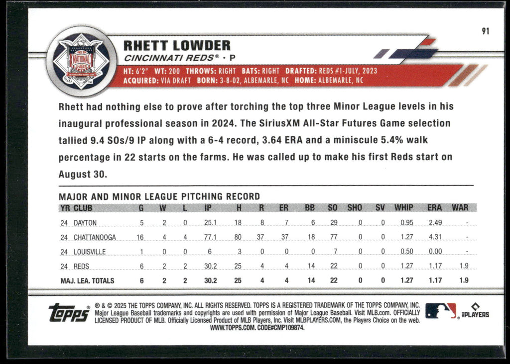 2025 Topps All-Star Game #91 Rhett Lowder