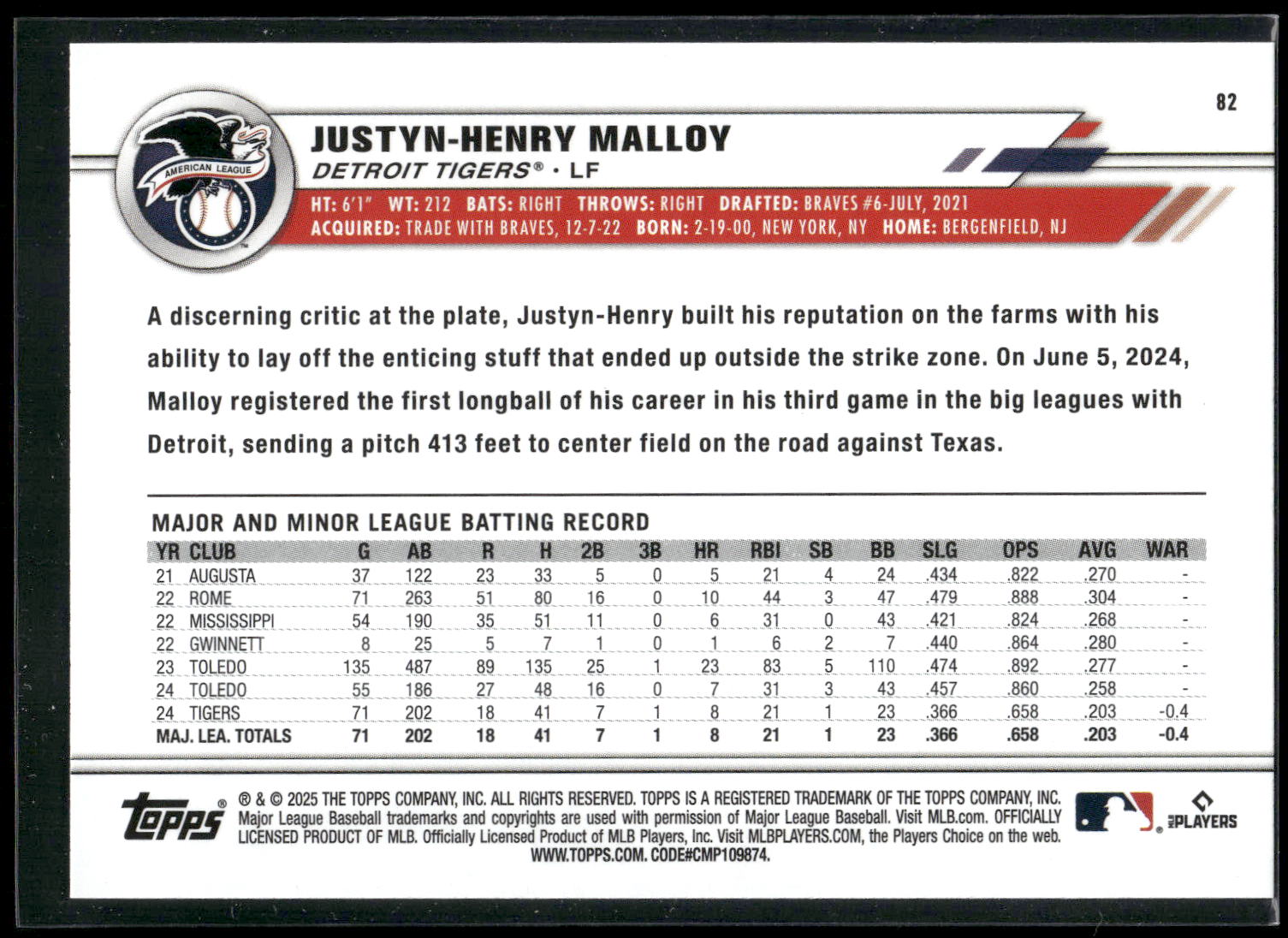 2025 Topps All-Star Game #82 Justyn-Henry Malloy