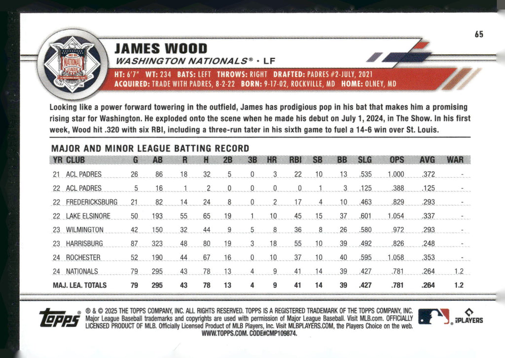 2025 Topps All-Star Game #65 James Wood