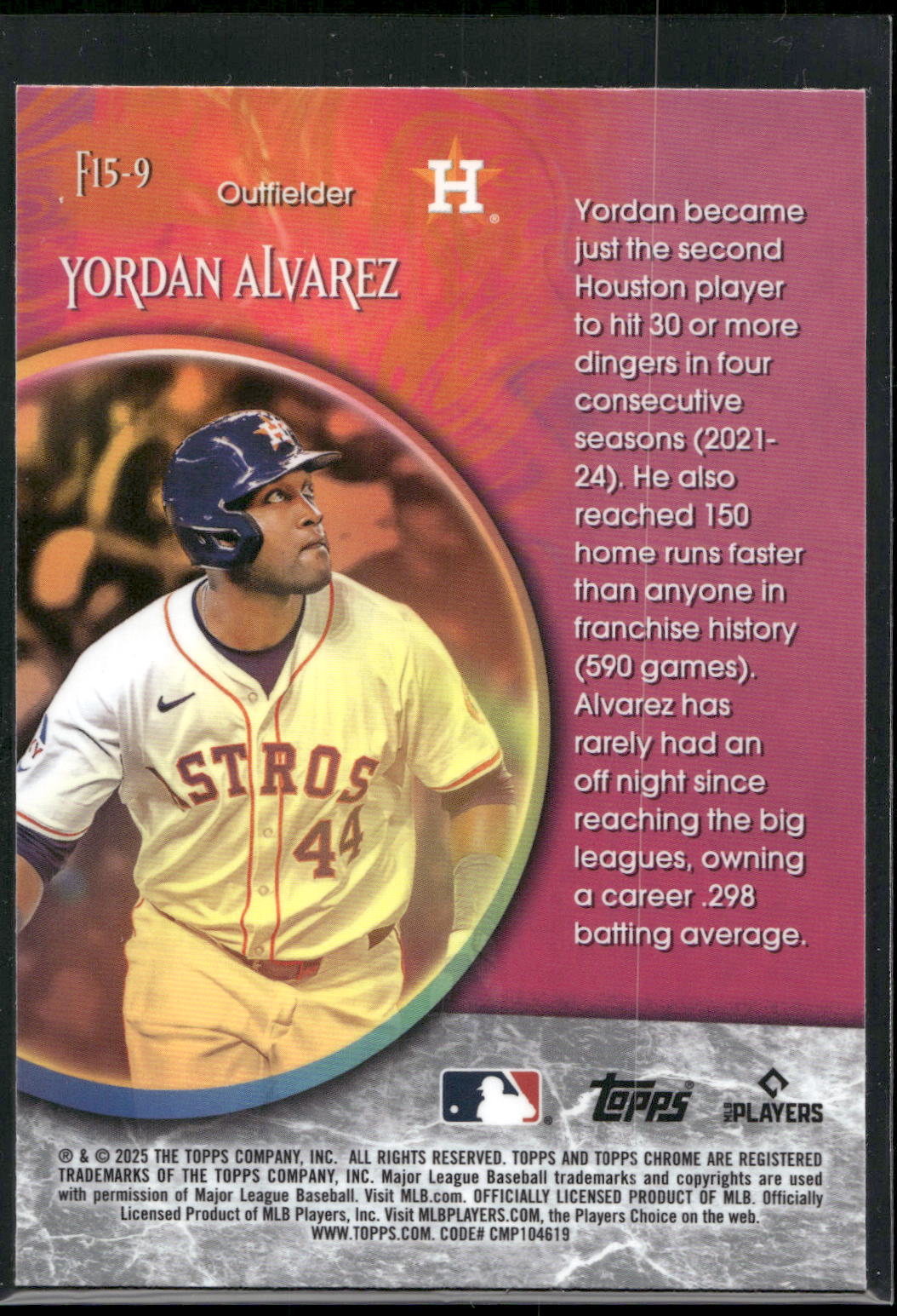 2025 Topps Chrome #F15-9 Yordan Alvarez Fortune 15
