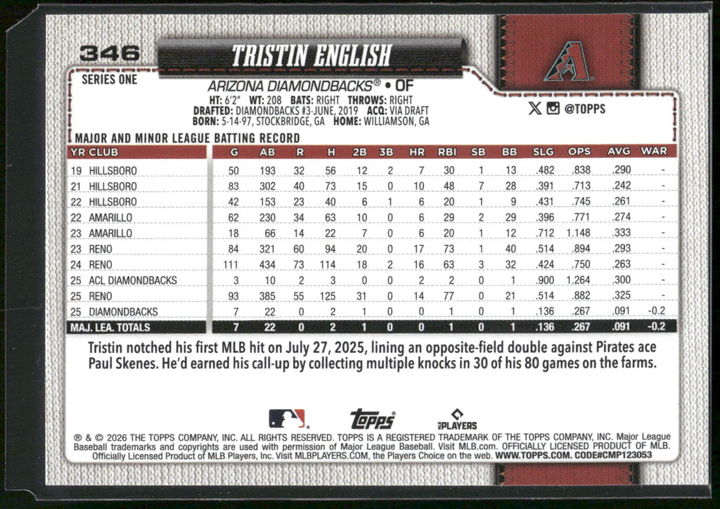 2026 Topps #346 Tristin English
