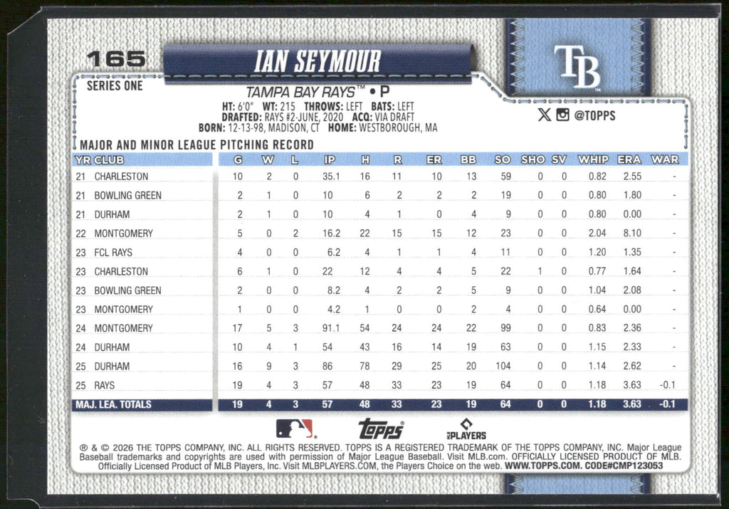 2026 Topps #165 Ian Seymour