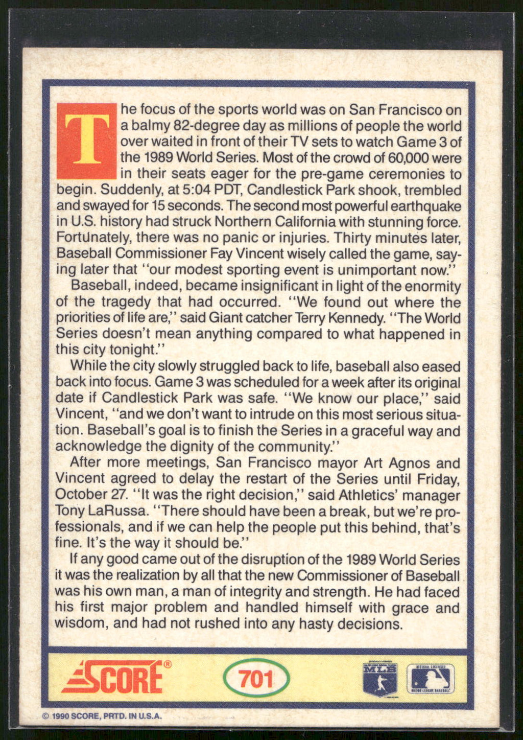 1990 Score #701 Lights Out: Candlestick