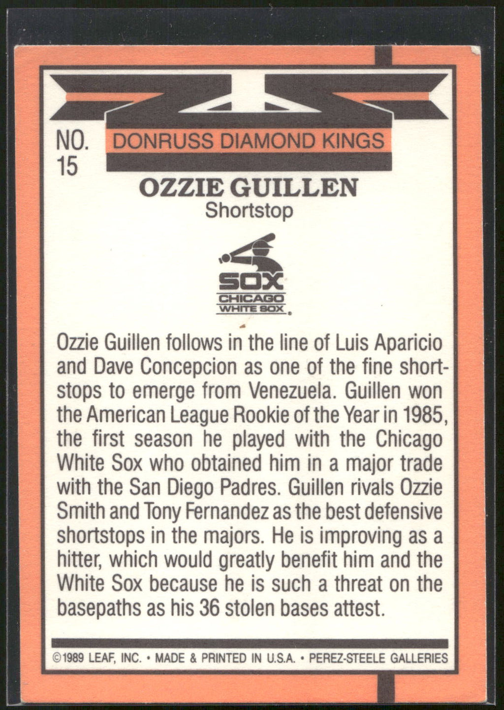 1990 Donruss #15 Ozzie Guillen