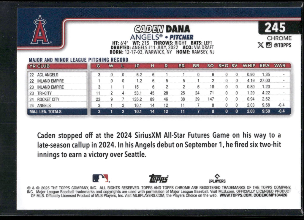 2025 Topps Chrome #245 Caden Dana