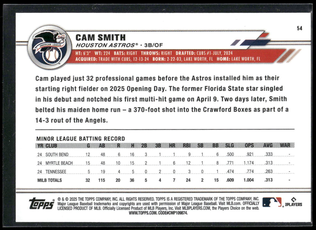 2025 Topps All-Star Game #54 Cam Smith