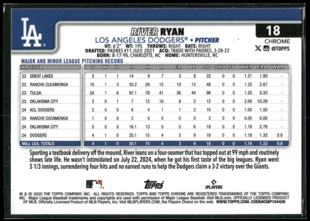 2025 Topps Chrome #18 River Ryan