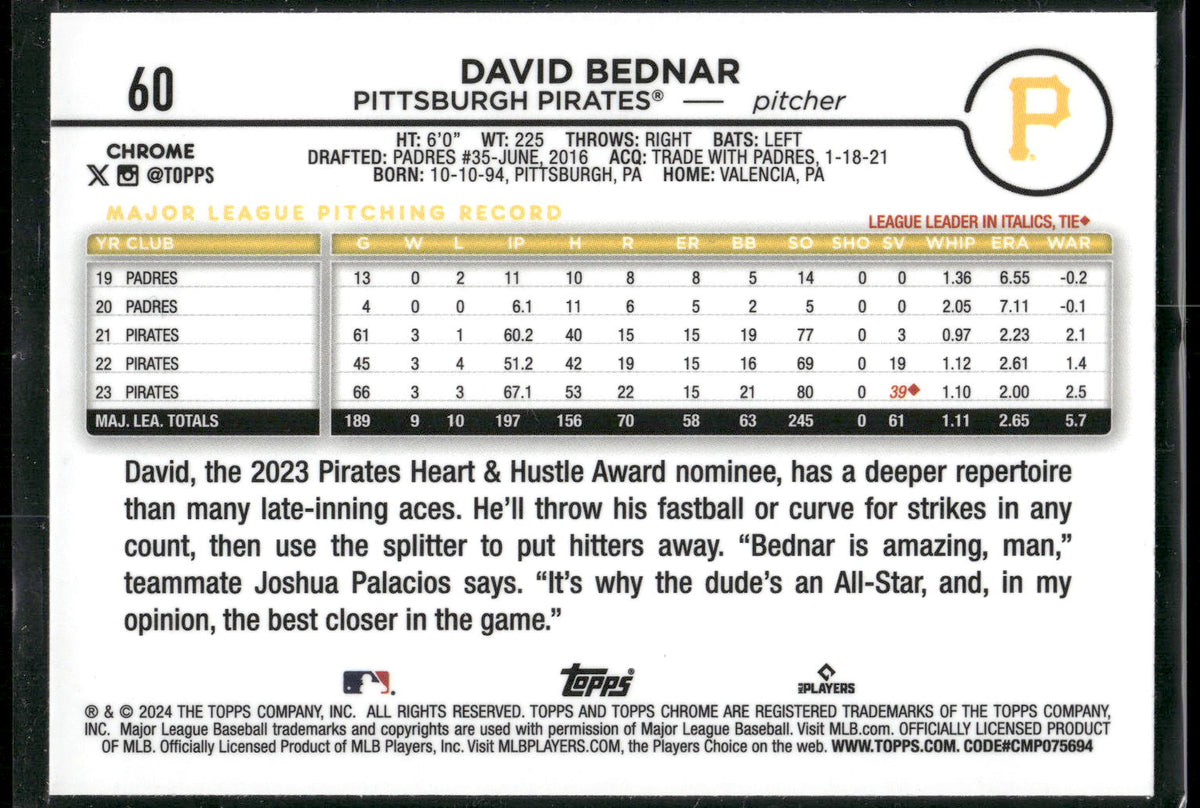 2024 Topps Chrome #60 David Bednar