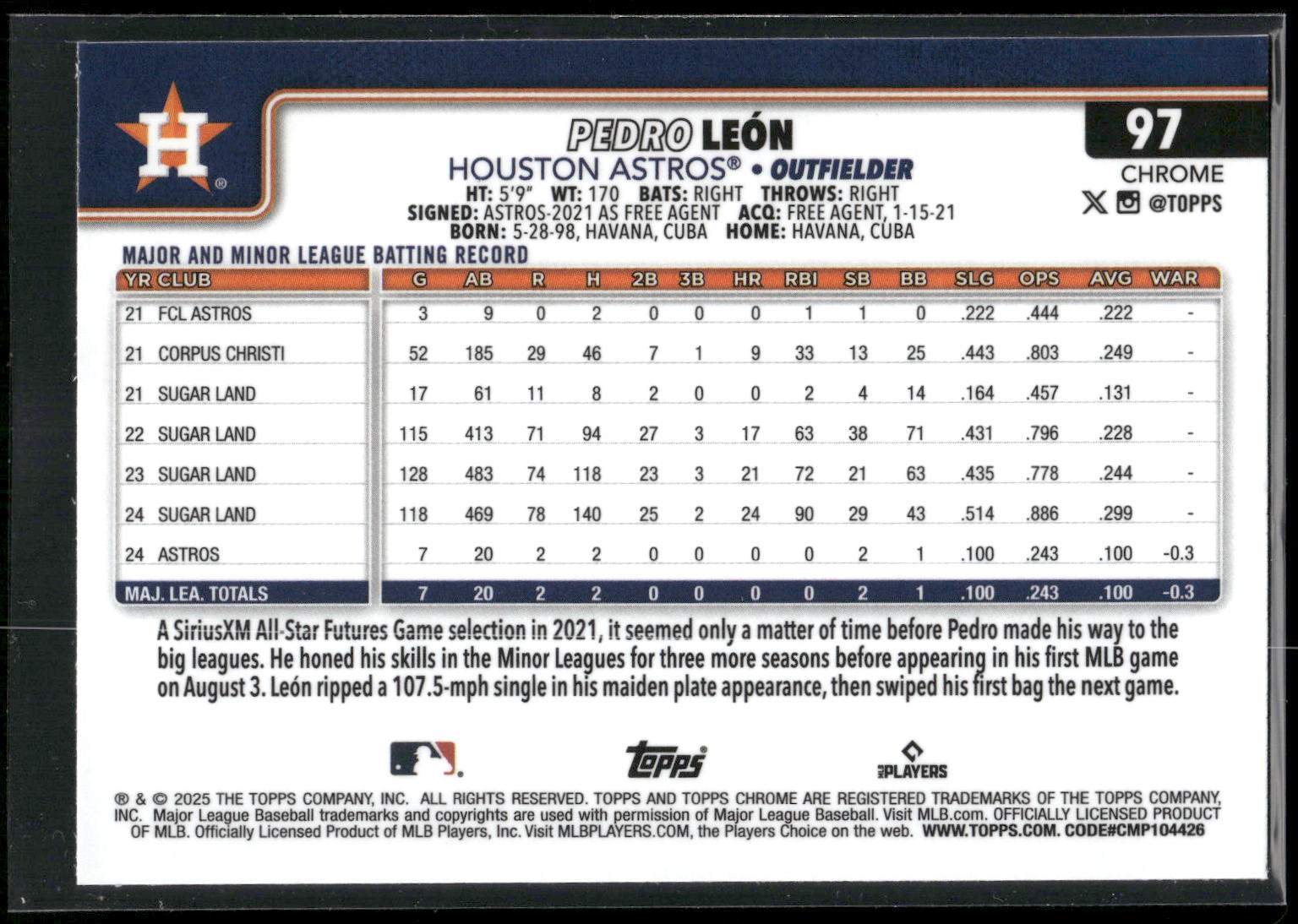 2025 Topps Chrome #97 Pedro León