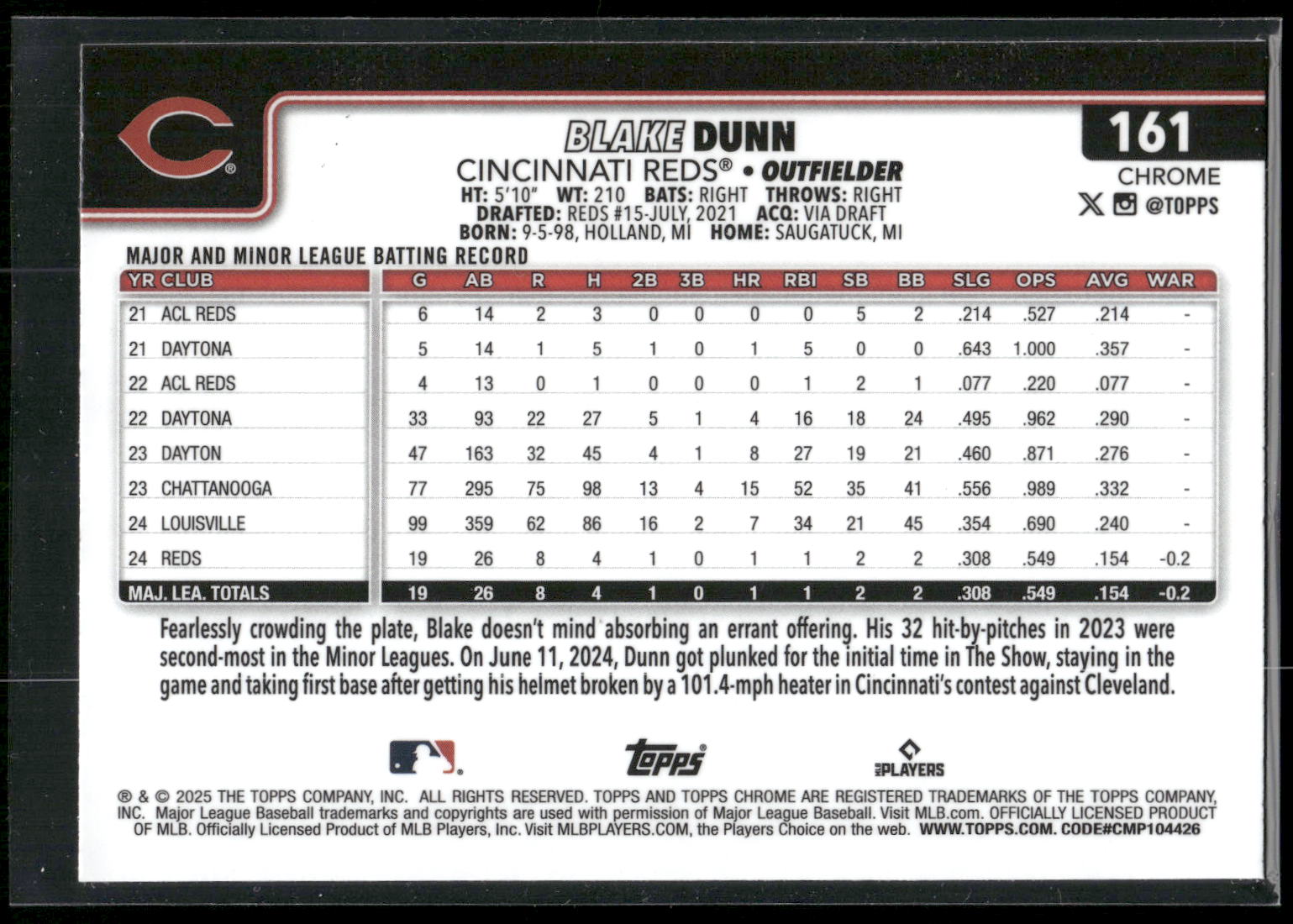 2025 Topps Chrome #161 Blake Dunn