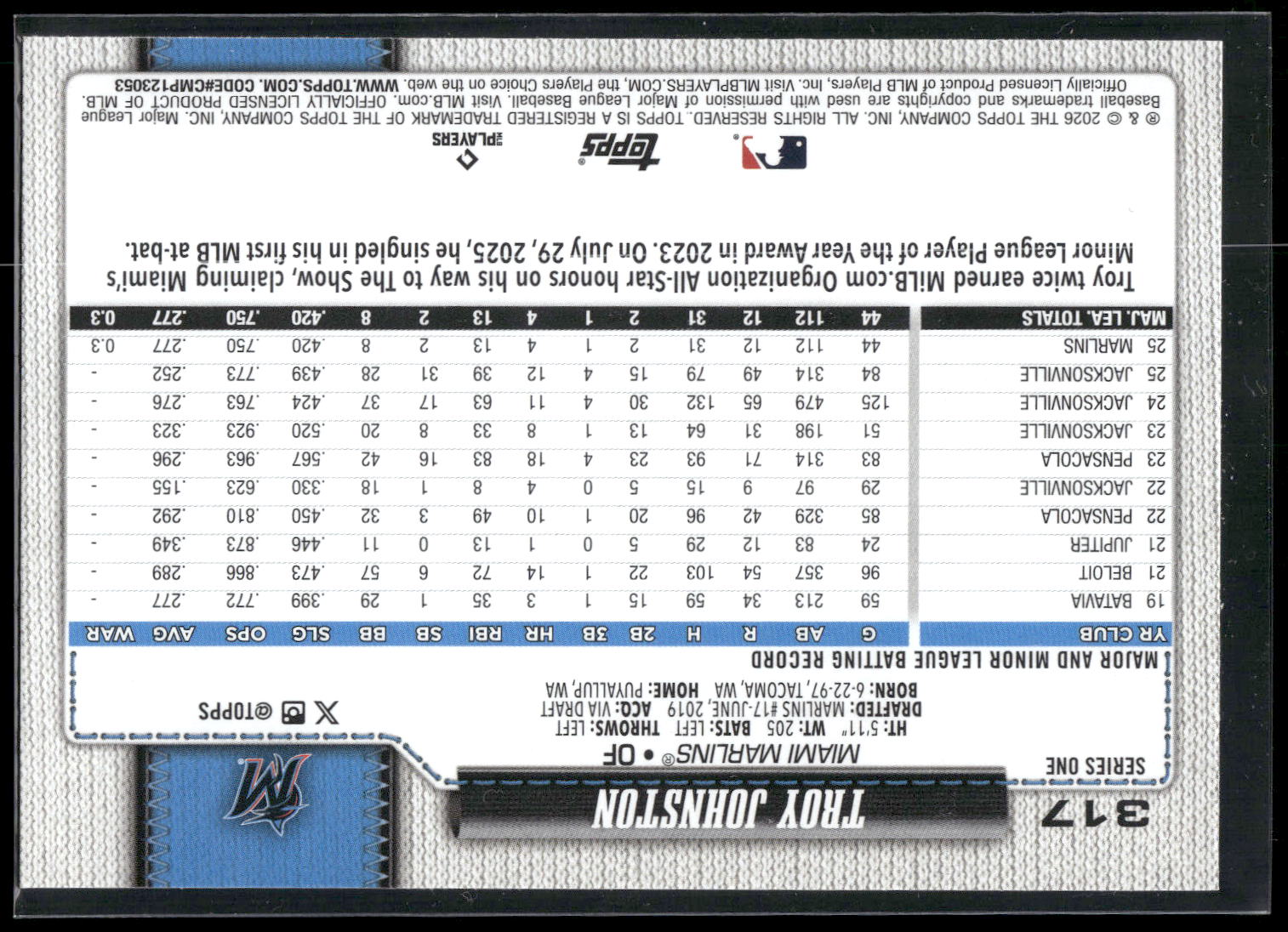 2026 Topps #317 Troy Johnston