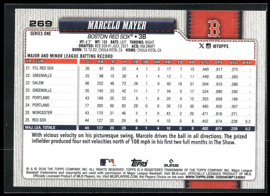 2026 Topps #269 Marcelo Mayer