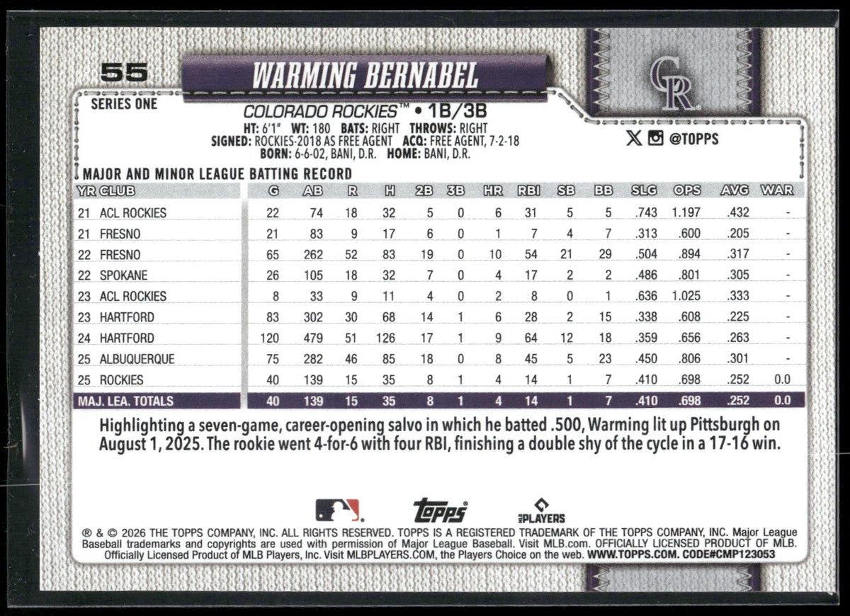 2026 Topps #55 Warming Bernabel