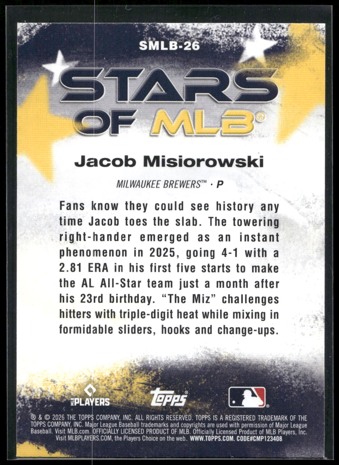 2026 Topps #SMLB-26 Jacob Misiorowski Stars of MLB