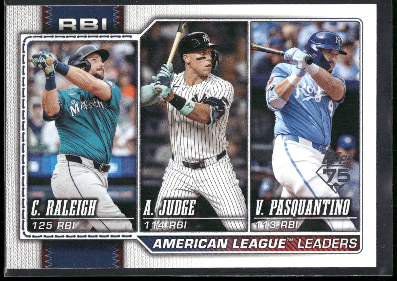 2026 Topps #211 American League Leaders RBI Raleigh / Aaron Judge / Pasquantino