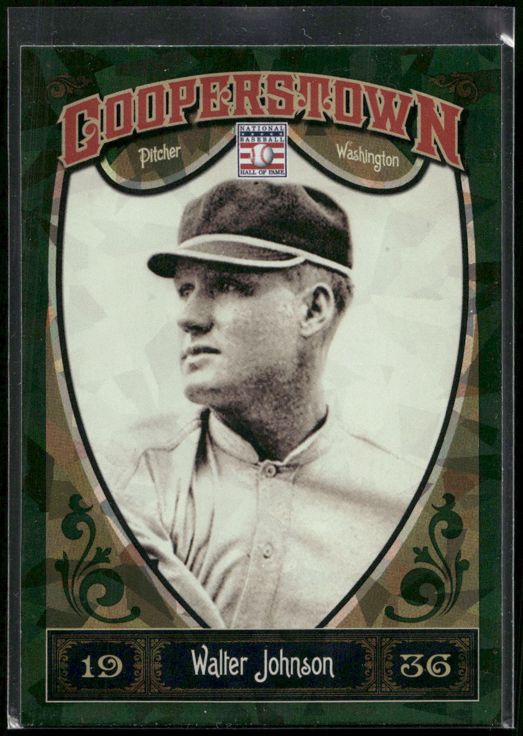 2013 Panini Cooperstown #7 Walter Johnson Green Crystal