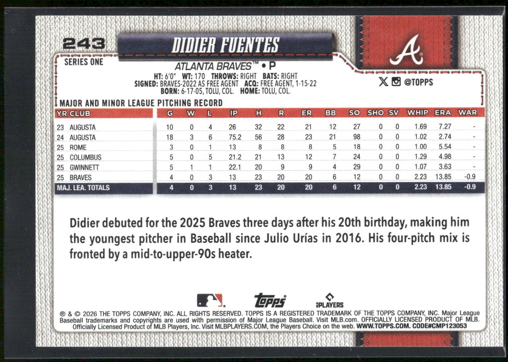 2026 Topps #243 Didier Fuentes