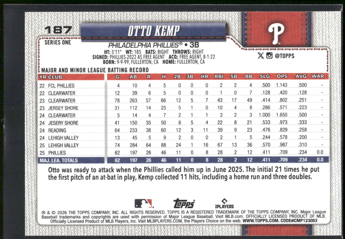 2026 Topps #187 Otto Kemp