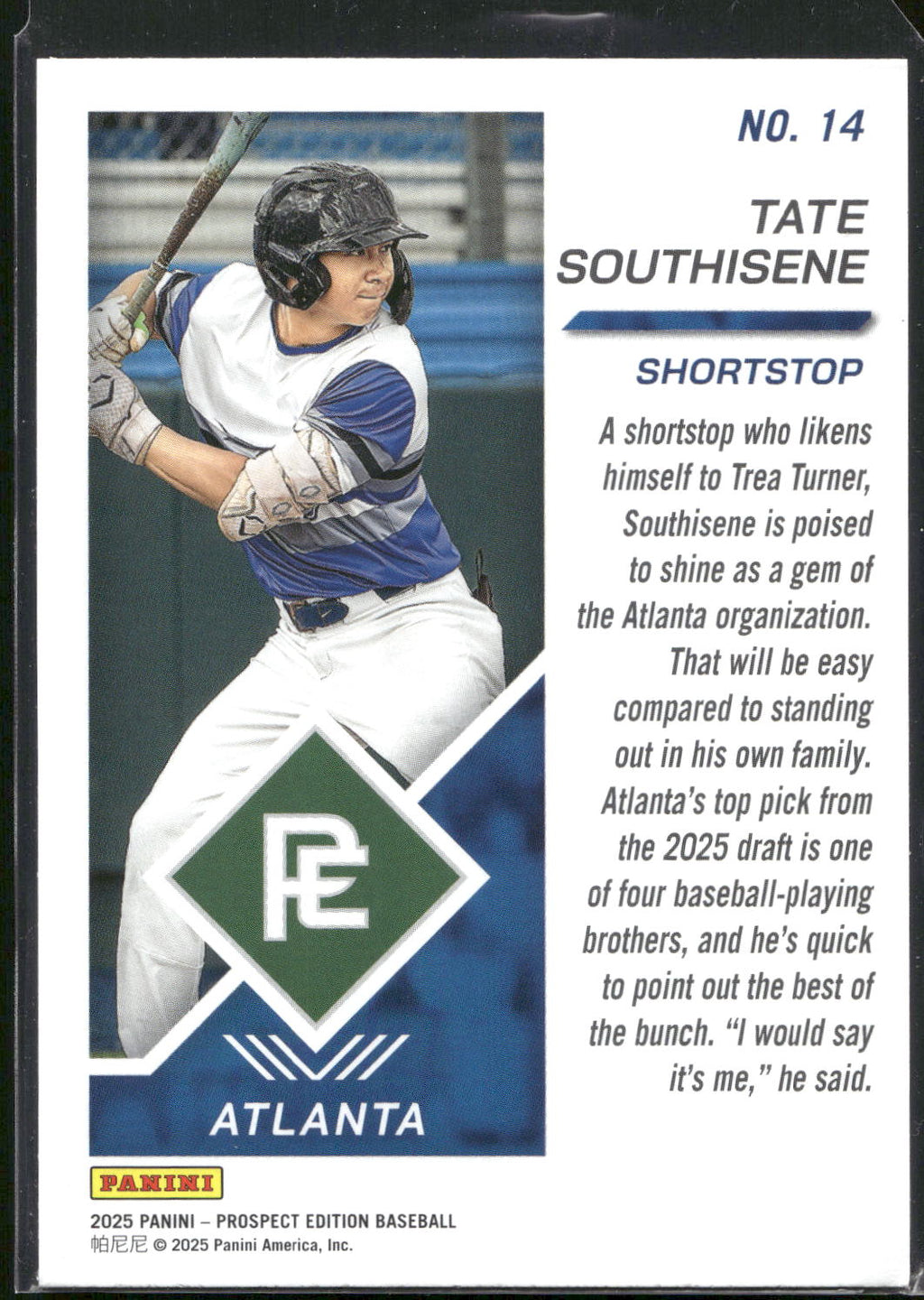 2025 Panini Prospect Edition #14 Tate Southisene