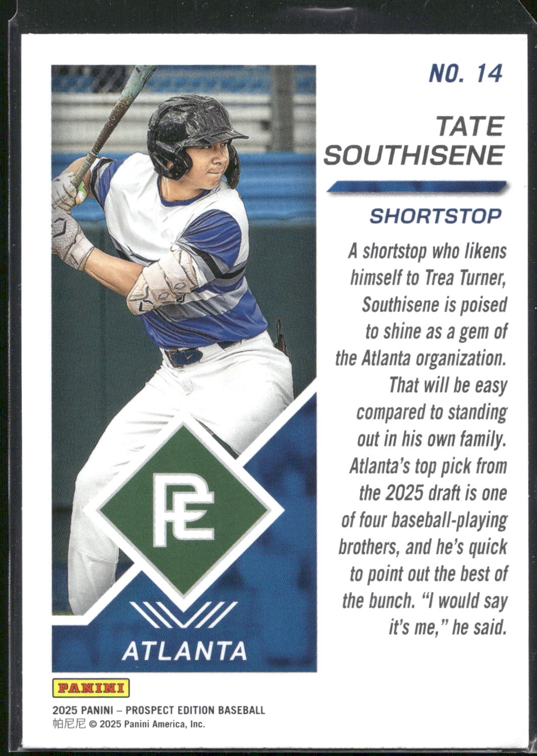 2025 Panini Prospect Edition #14 Tate Southisene