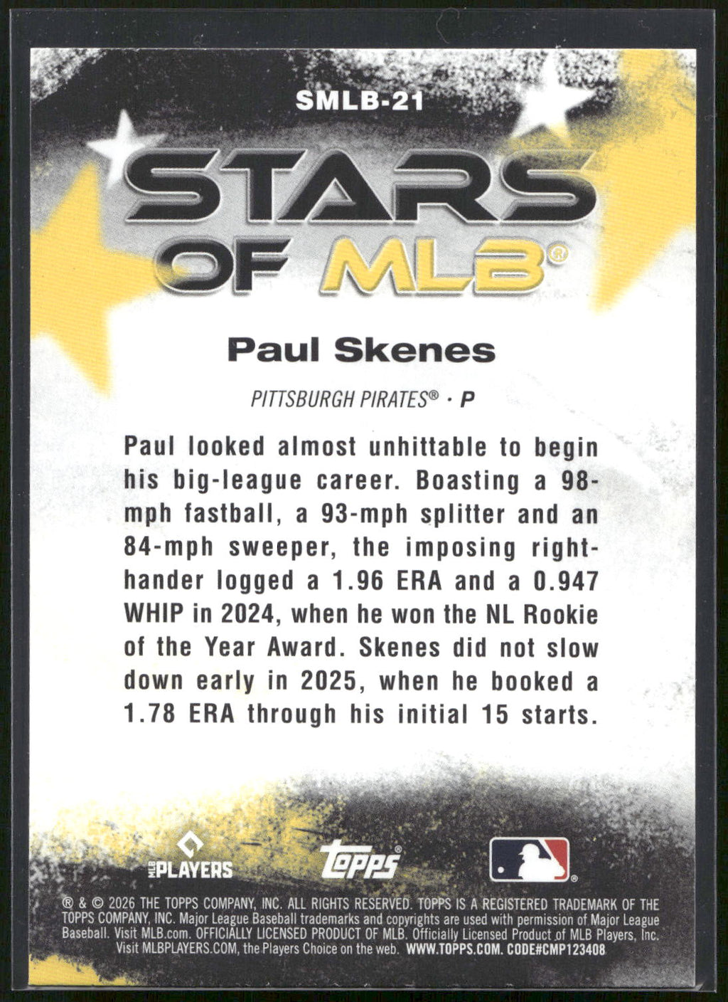 2026 Topps #SMLB-21 Paul Skenes Stars of MLB
