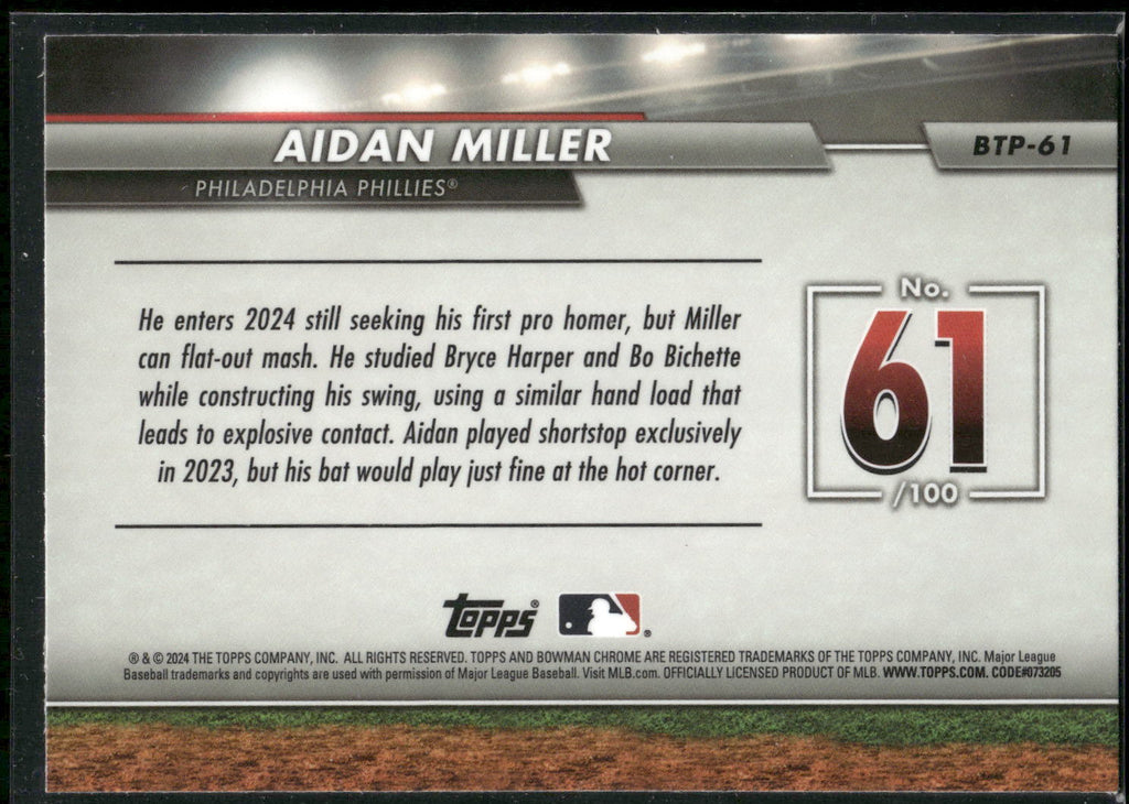 2024 Bowman #BTP-61 Aidan Miller Bowman Scouts' Top 100