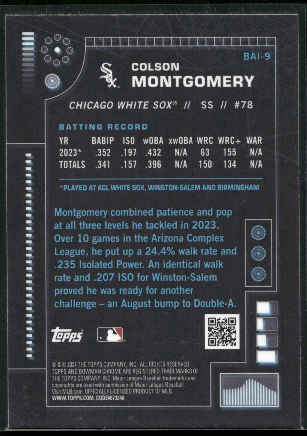 2024 Bowman #BAI-9 Colson Montgomery Bowman A.I.