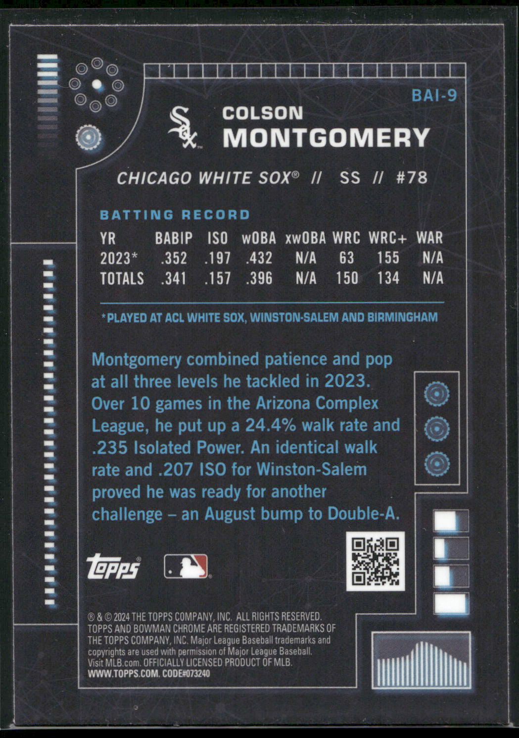 2024 Bowman #BAI-9 Colson Montgomery Bowman A.I.