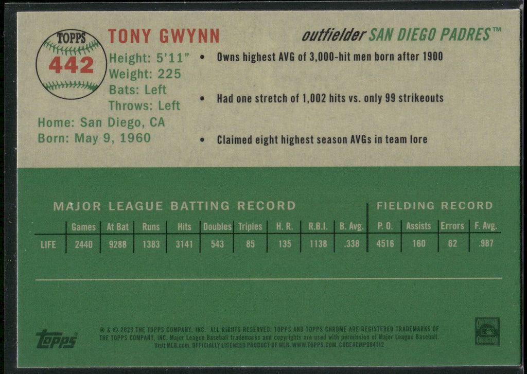 2023 Topps Chrome Platinum Anniversary #442 Tony Gwynn Refractors
