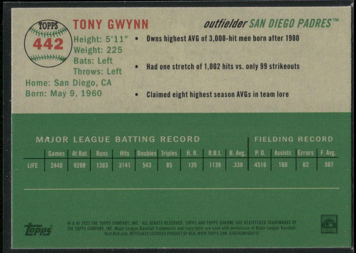 2023 Topps Chrome Platinum Anniversary #442 Tony Gwynn Refractors