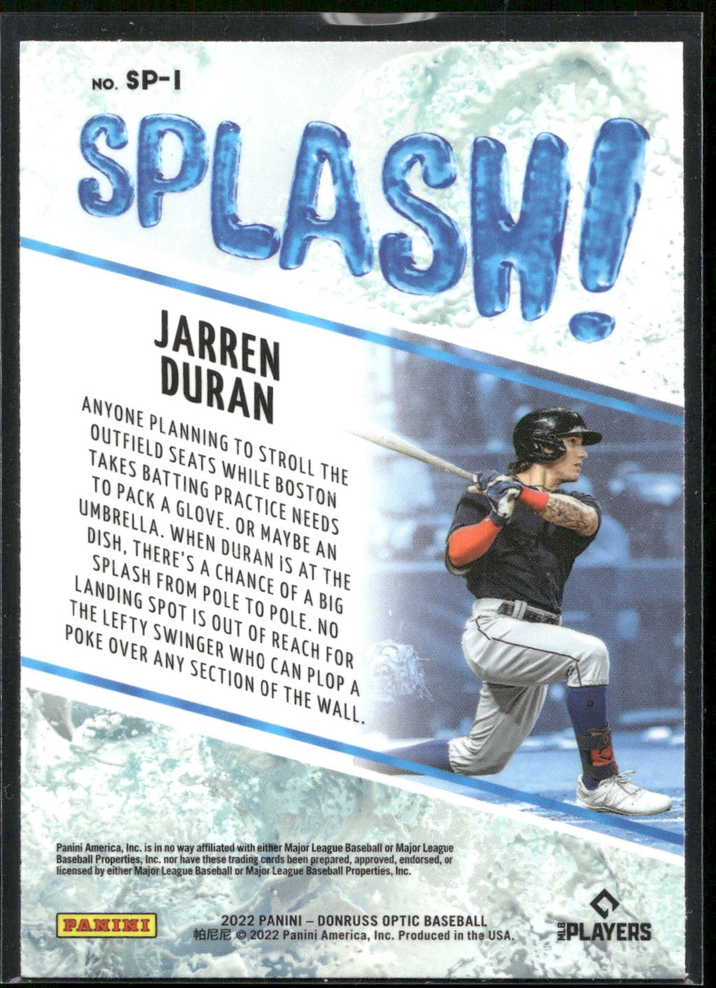 2022 Donruss Optic #SP-1 Jarren Duran Splash