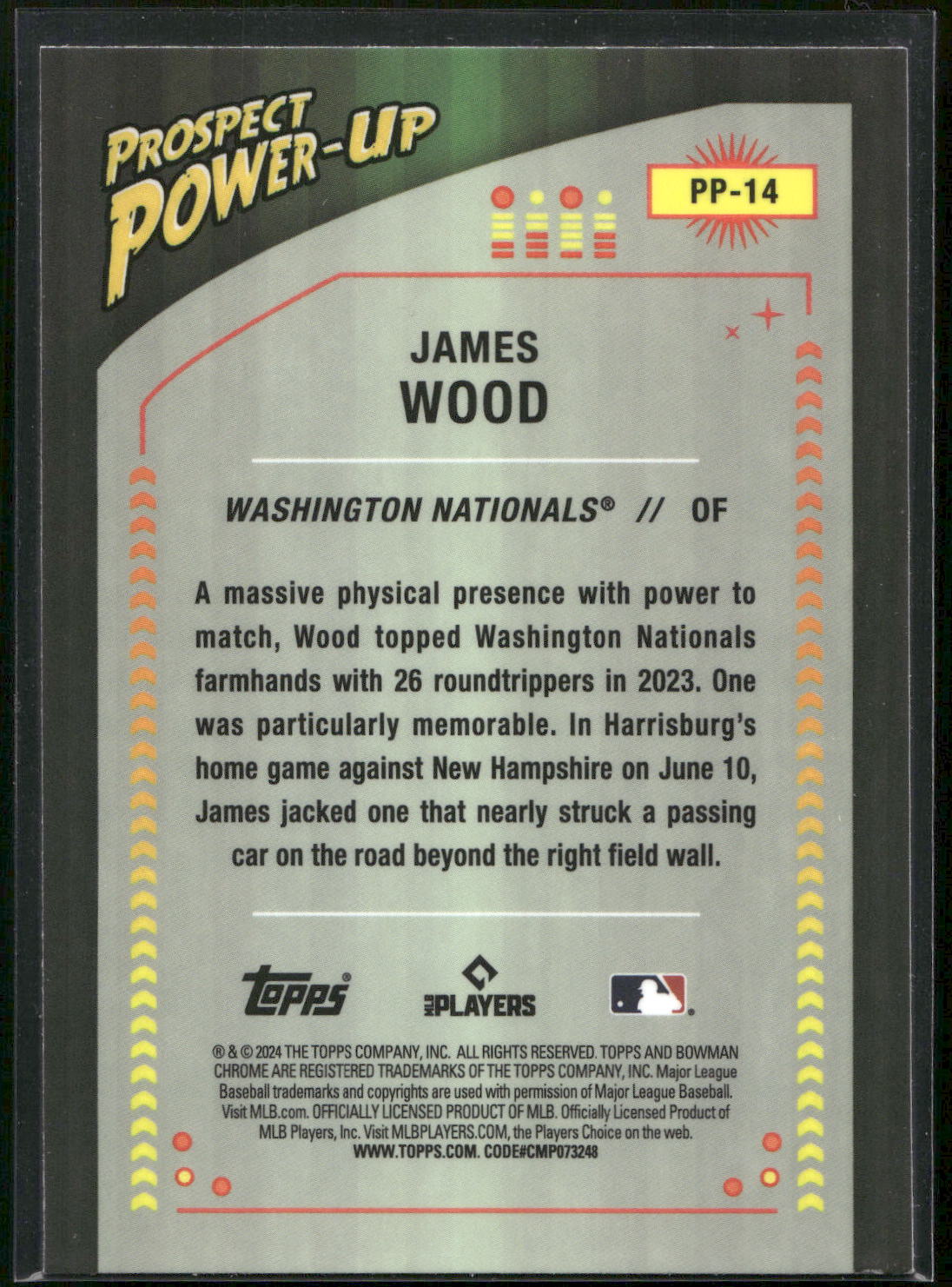 2024 Bowman #PP-14 James Wood Prospect Power-Up