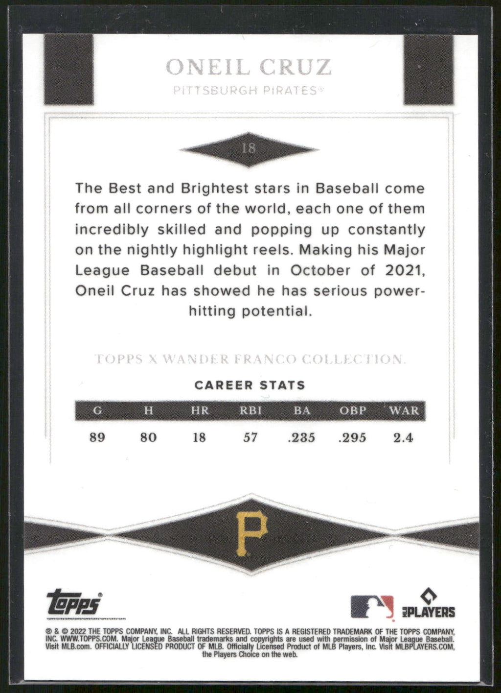 2022 Topps x Wander Franco #18 Oneil Cruz