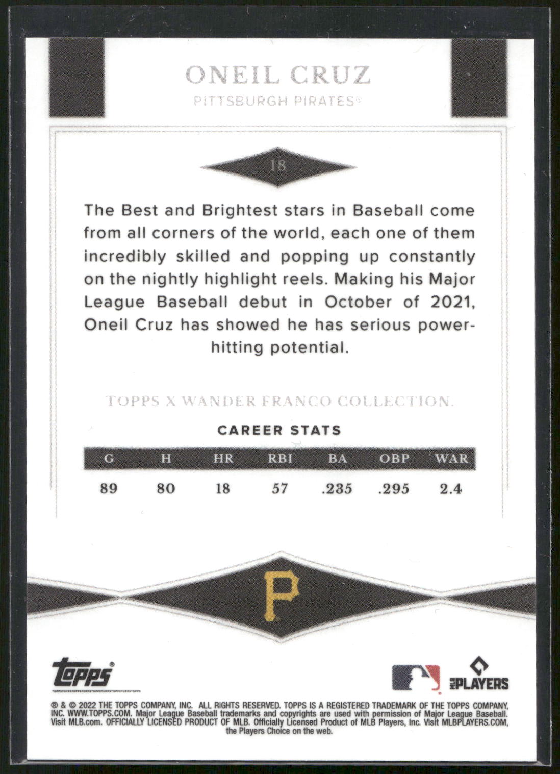 2022 Topps x Wander Franco #18 Oneil Cruz