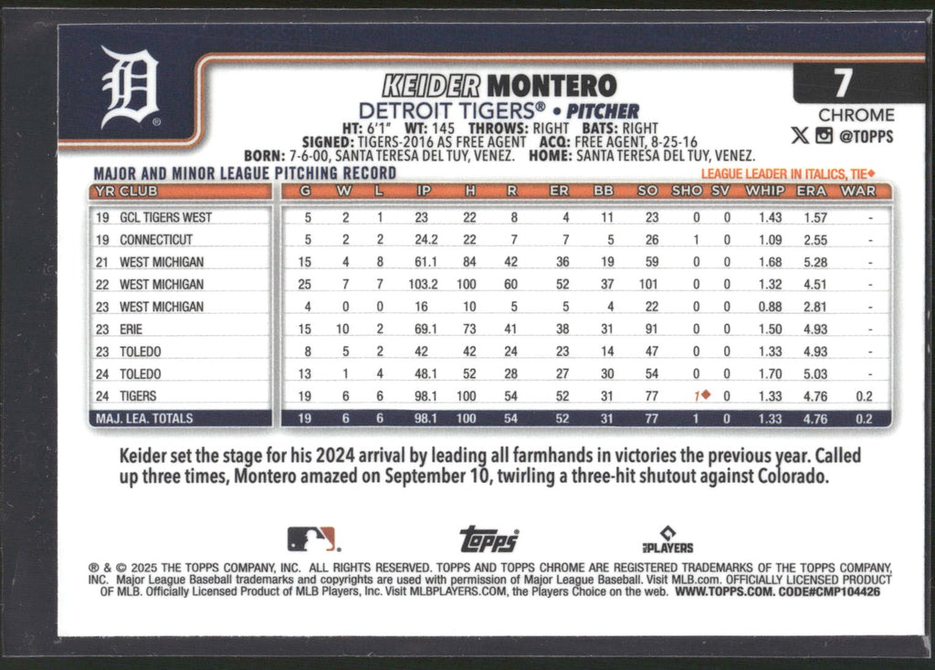2025 Topps Chrome #7 Keider Montero