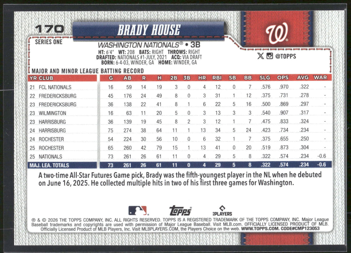 2026 Topps #170 Brady House