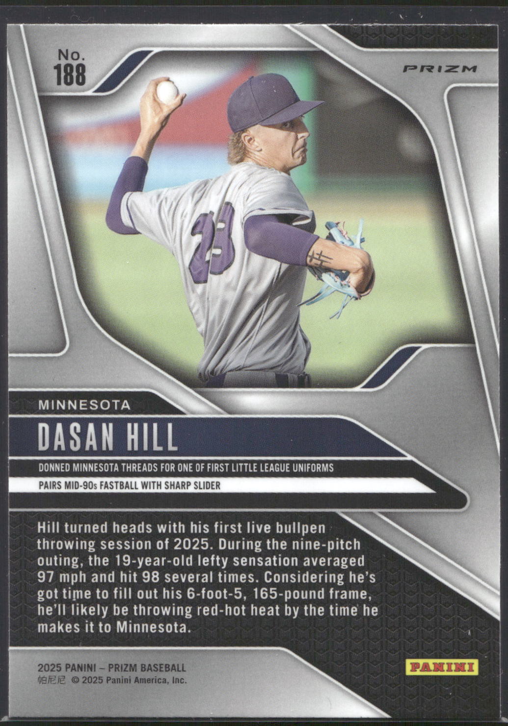 2025 Panini Prizm #188 Dasan Hill Ruby Wave Prizms