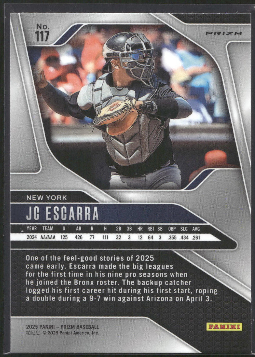 2025 Panini Prizm #117 JC Escarra Green Ice Prizms