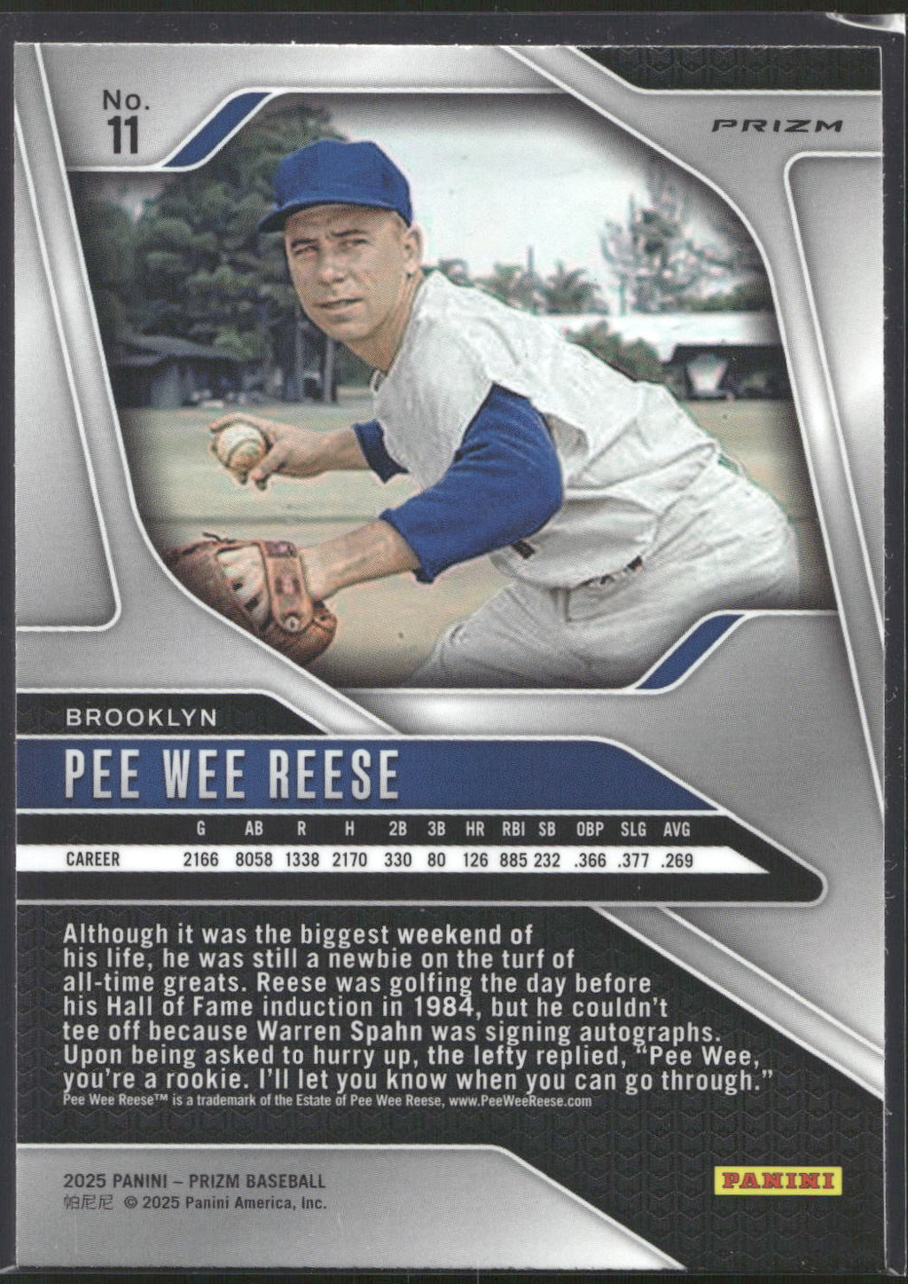2025 Panini Prizm #11 Pee Wee Reese Green Ice Prizms