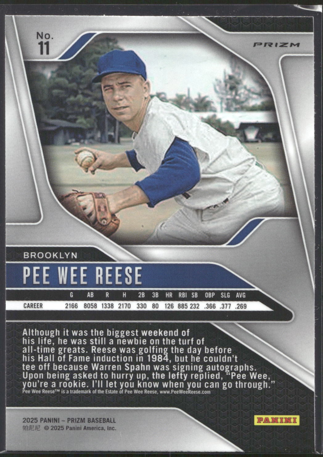 2025 Panini Prizm #11 Pee Wee Reese Green Ice Prizms